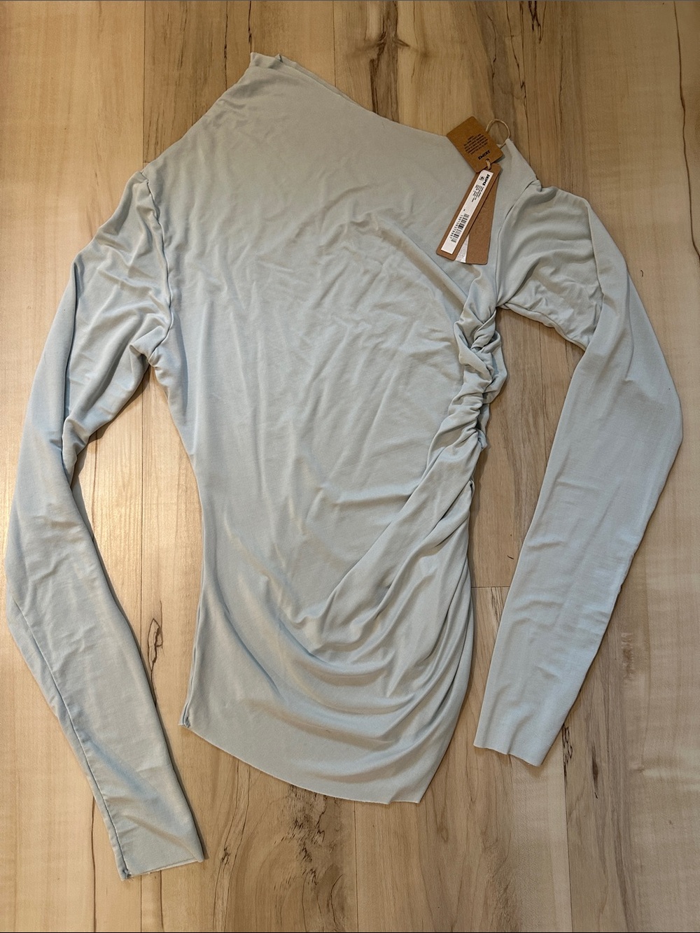 SKIMS Cupro Jersey Off Shoulder Long Sleeve Ruched Top NWT